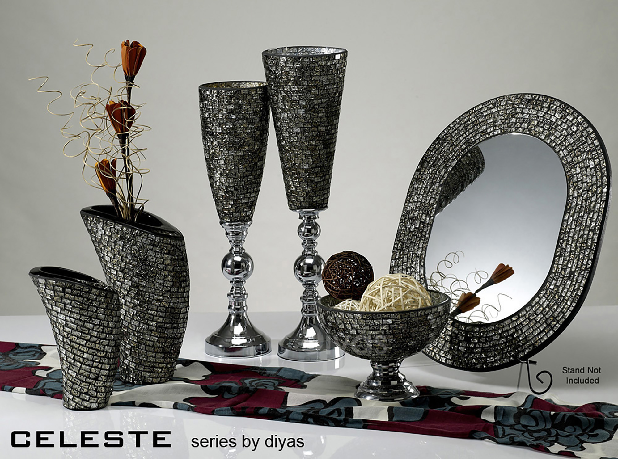 Celeste Mosaic Art Glassware Diyas Home Vases
